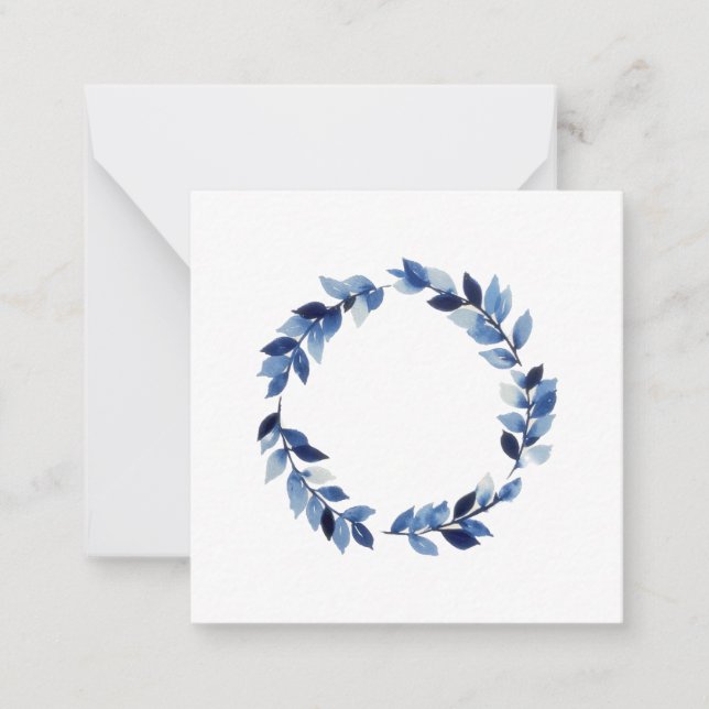 Prussian Blue Wreath Notecards (Front)