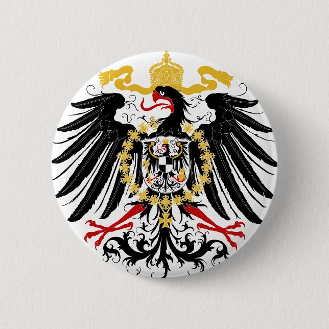 Prussian Eagle Red Black and Gold 6 Cm Round Badge (Front)