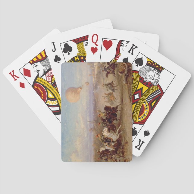 Prussian Hussars firing at a French Observation Ba Playing Cards (Back)