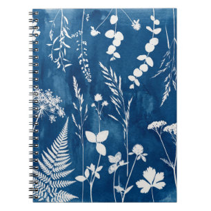 Prussian Indigo Blue Cyanotype Fern Botanical Art Notebook