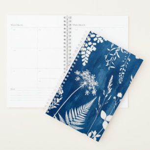 Prussian Indigo Blue Cyanotype Fern Botanical Art Planner