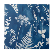Prussian Indigo Blue Cyanotype Fern Botanical Art