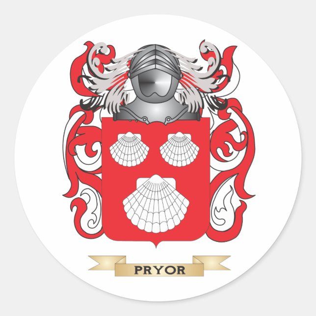 Pryor Coat of Arms (Family Crest) Classic Round Sticker (Front)