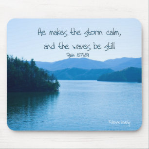 Ps 107:29 He makes the storm calm Mouse Mat