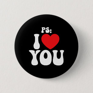 Ps I Love You Day Purple Funny Valentine Matching 6 Cm Round Badge