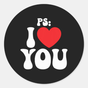 Ps I Love You Day Purple Funny Valentine Matching  Classic Round Sticker
