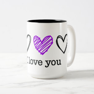 PS I Love You Day Valentine's Day Purple Heart Two-Tone Coffee Mug