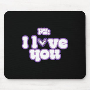 Ps I Love You Groovy Valentine's Day Purple Vintag Mouse Mat