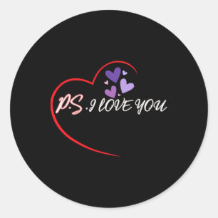Ps I Love You Purple Heart Valentine's Day Love  Classic Round Sticker