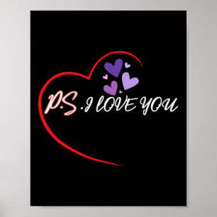Ps I Love You Purple Heart Valentine's Day Love Poster