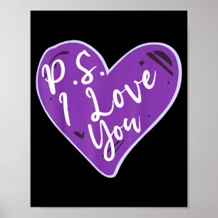 Ps love day valentine's day purple heart women men poster