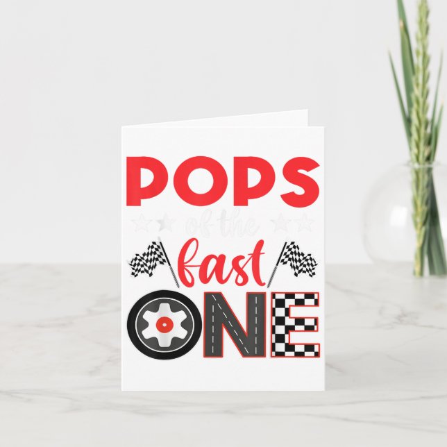 Ps Of The Fast One Birthday 1st Race Car Family  Card (Front)