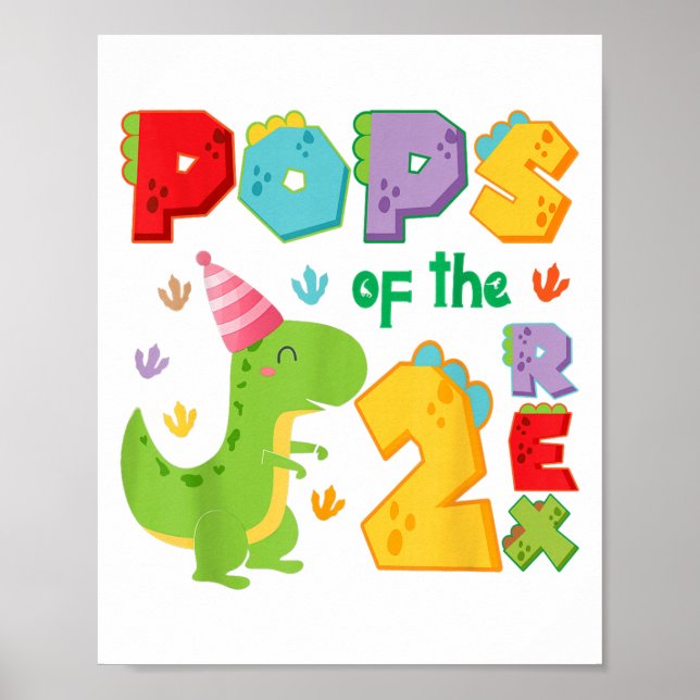 Ps Of The Two Rex 2nd Birthday Boy Dinosaur T-rex  Poster (Front)