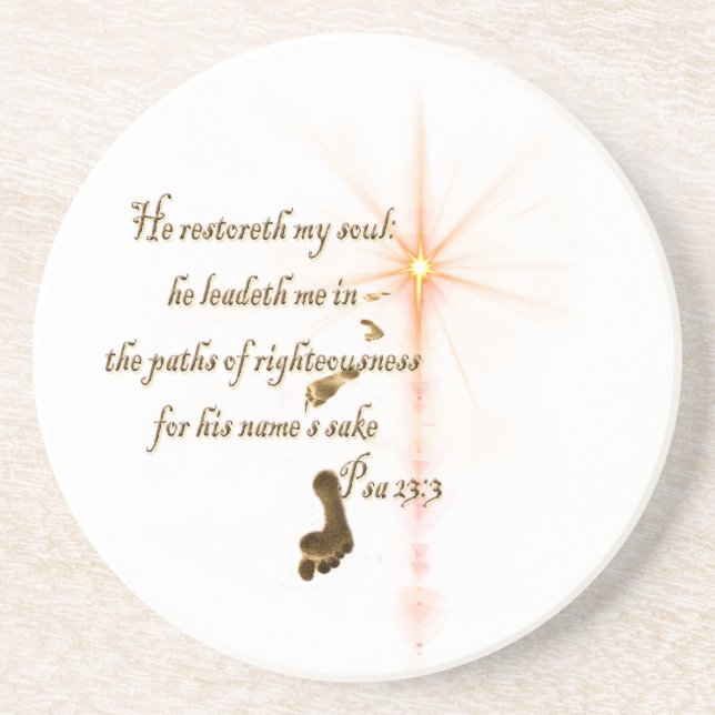 Psa 23.3 The Lord is my shepard Coaster (Front)