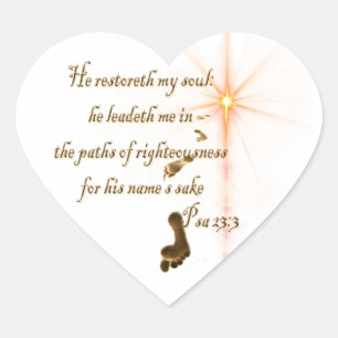 Psa 23.3 The Lord is my shepard Heart Sticker