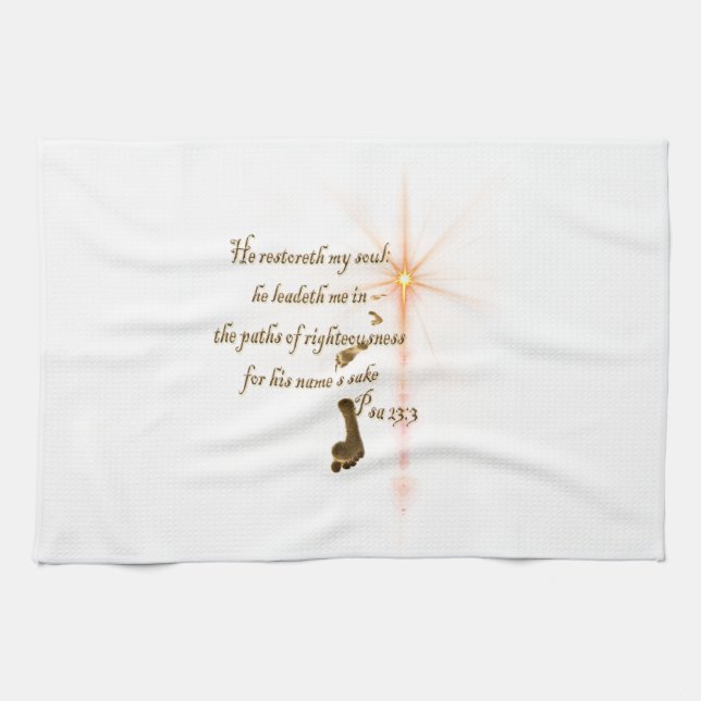 Psa 23.3 The Lord is my shepard Tea Towel (Horizontal)