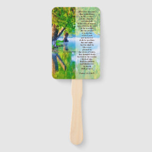 Psalm1:1-3 Blessed is the man Christian Hand Fan