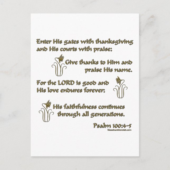 Psalm 100:4-5 postcard (Front)