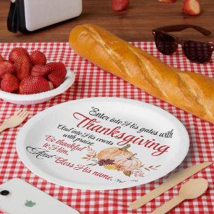 Psalm 100:4 Enter into His gates with Thanksgiving Paper Plate
