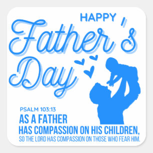 Psalm 103:13 Christian Blue Father's Day Scripture Square Sticker