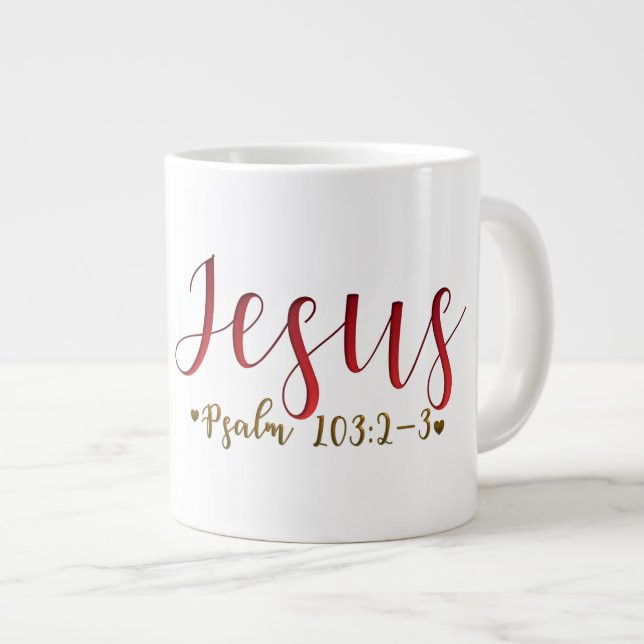 PSALM 103:2-3 Jumbo Mug (Front Right)