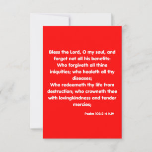 Psalm 103:2-4 KJV Bible Scripture Greeting Card