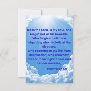 Psalm 103:2-4 KJV Bible Scripture Pic Greeting Card