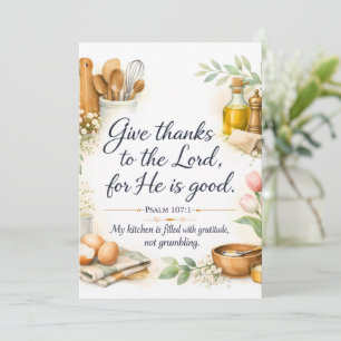 Psalm 107:1 Bible Verse, Jewish Kitchen Decor, Art Holiday Card