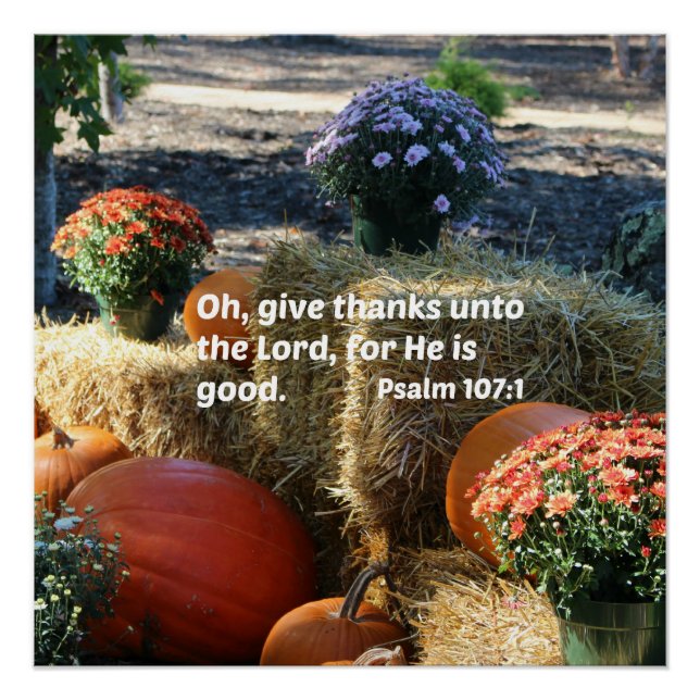 Psalm 107:1 Oh give thanks unto the Lord... Poster (Front)