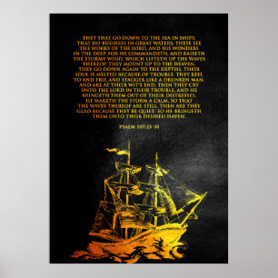 Psalm 107:23-30 Bible Verse Poster