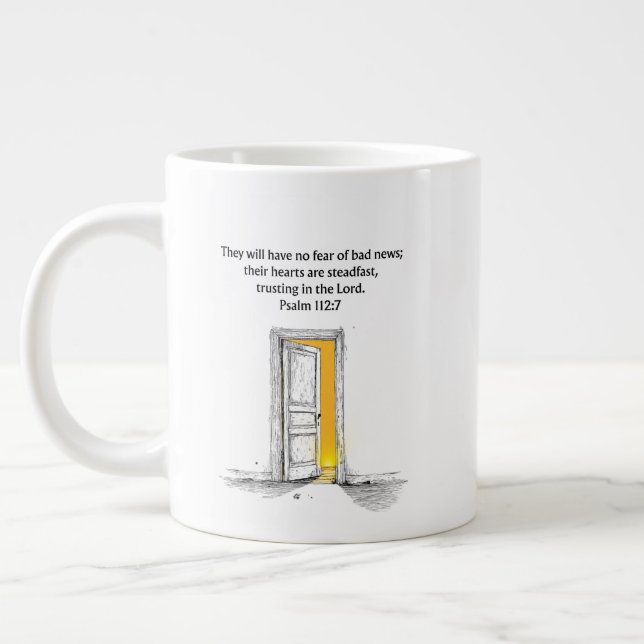 Psalm 112:7 Bible Verse Christian Gift Mug (Left)