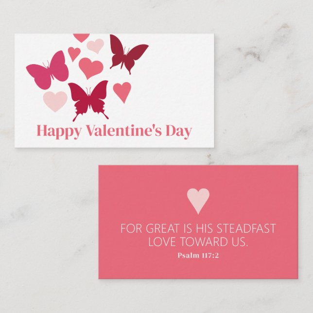 Psalm 117:2 Valentine Butterflies Enclosure Card (Front/Back)
