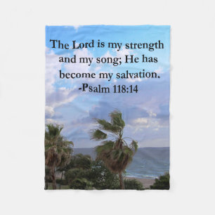 PSALM 118:14 SERENE OCEAN PHOTO DESIGN FLEECE BLANKET