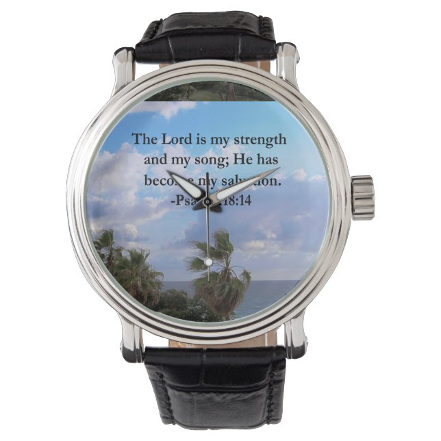 PSALM 118:14 SERENE OCEAN PHOTO DESIGN WATCH (Front)
