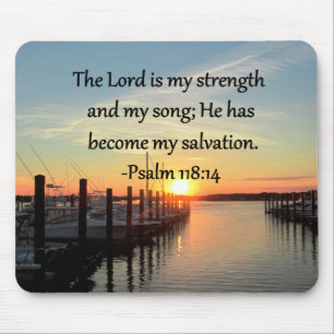 Psalm 118 14 SUNSET OVER THE LAKE PHOTO Mouse Mat