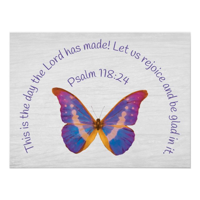 Psalm 118:24 and Watercolor Butterfly Poster (Front)