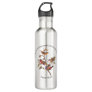 Psalm 118:24 Bible Verse and Painted Bunting Birds 710 Ml Water Bottle