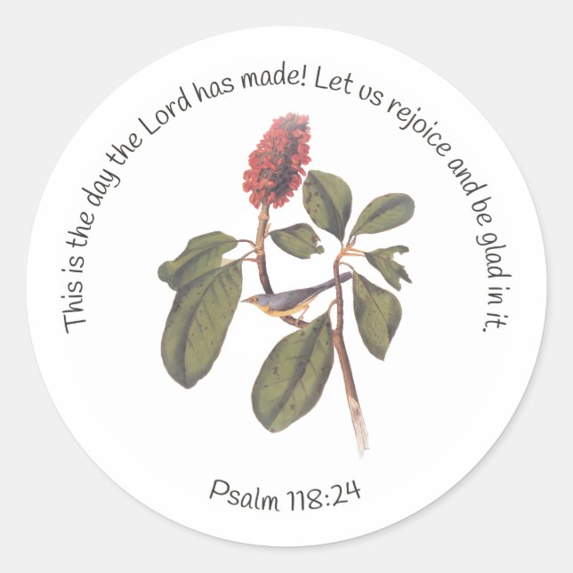 Psalm 118:24 Canada Warbler Classic Round Sticker (Front)