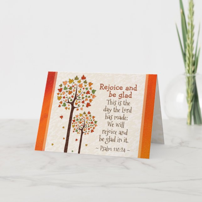 Psalm 118:24 Rejoice and be Glad, Autumn Trees Card (Front)