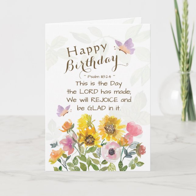 Psalm 118:24 This is the Day Birthday Flowers Card (Front)