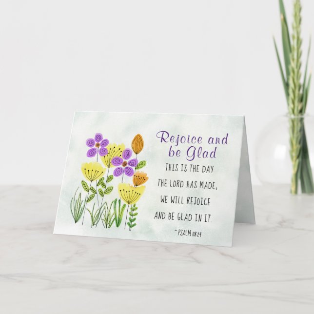 Psalm 118:24 This is the Day, Inspirational Floral Card (Front)