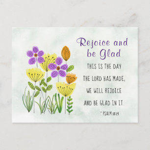 Psalm 118:24 This is the Day, Inspirational Floral Postcard