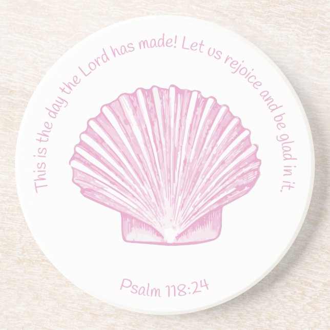 Psalm 118:24 This is the Day with Seashell Coaster (Front)