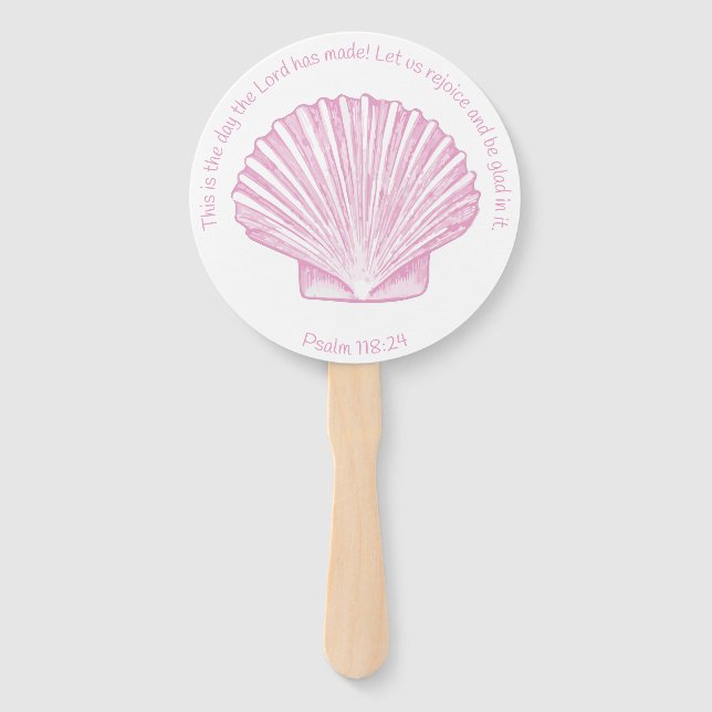 Psalm 118:24 This is the Day with Seashell Hand Fan (Front)