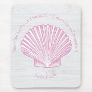 Psalm 118:24 This is the Day with Seashell Mouse Mat