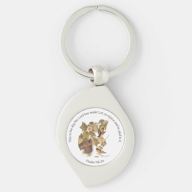 Psalm 118:24 with Baltimore Oriole Family Key Ring (Front)