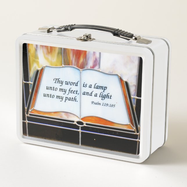 Psalm 119:105 Bible Verse Metal Lunch Box (Front)