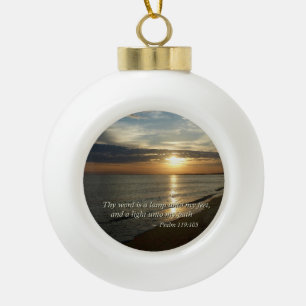 Psalm 119:105 Thy word is a lamp Ceramic Ball Christmas Ornament