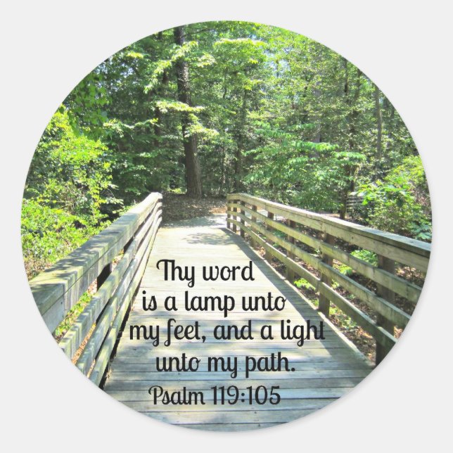 Psalm 119:105 Thy word is a lamp... Classic Round Sticker (Front)