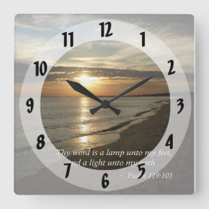 Psalm 119:105 Thy word is a lamp Square Wall Clock